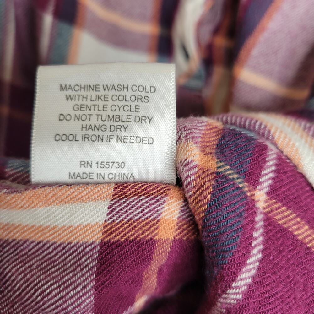 Jane and Delancey Shirt Women's Size 2X Maroon White Plaid Popover Roll Tab l/s - Picture 12 of 12